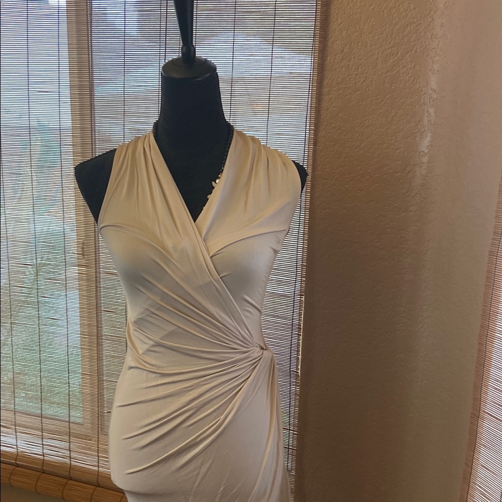 Elegant Cream Sleeveless Dress